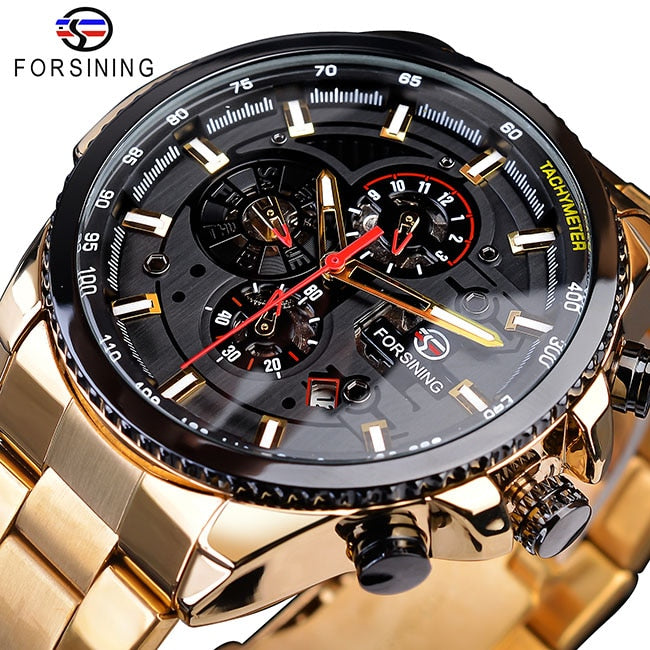 3 Dial Multifunction Mens Business Sport Automatic Mechanical Wrist Watch