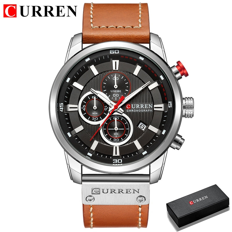 Top Brand Luxury CURREN Fashion Leather Strap