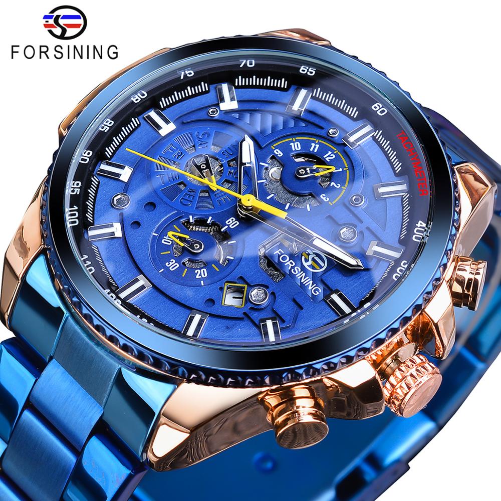 3 Dial Multifunction Mens Business Sport Automatic Mechanical Wrist Watch