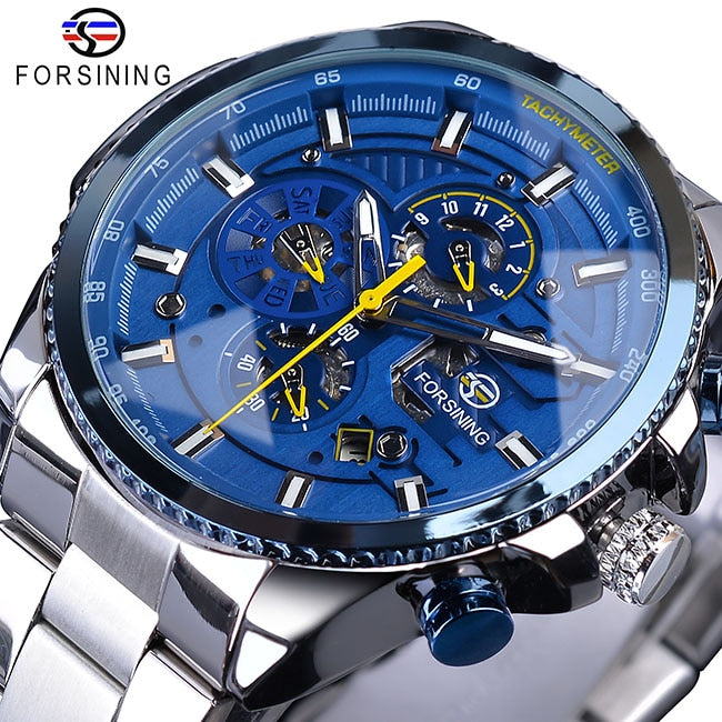 3 Dial Multifunction Mens Business Sport Automatic Mechanical Wrist Watch