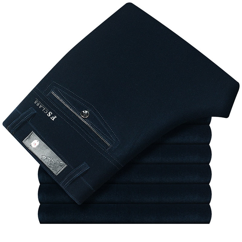 Men Classic Corduroy Formal Suit Pants Male