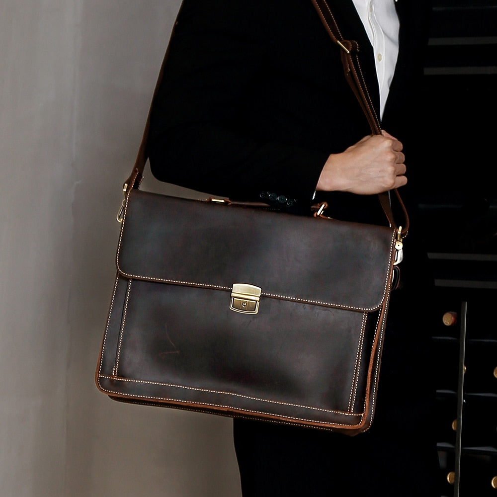 Horse Genuine Leather Men's Briefcase