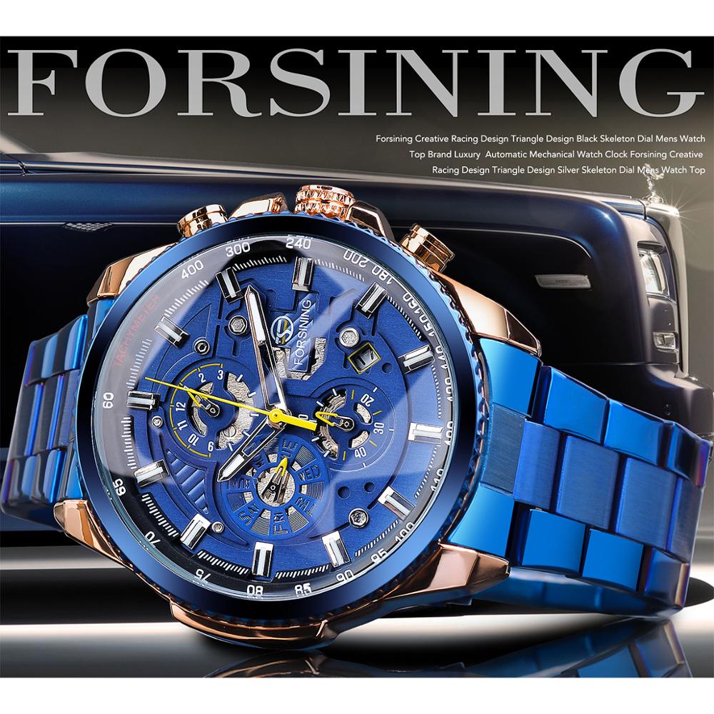 3 Dial Multifunction Mens Business Sport Automatic Mechanical Wrist Watch