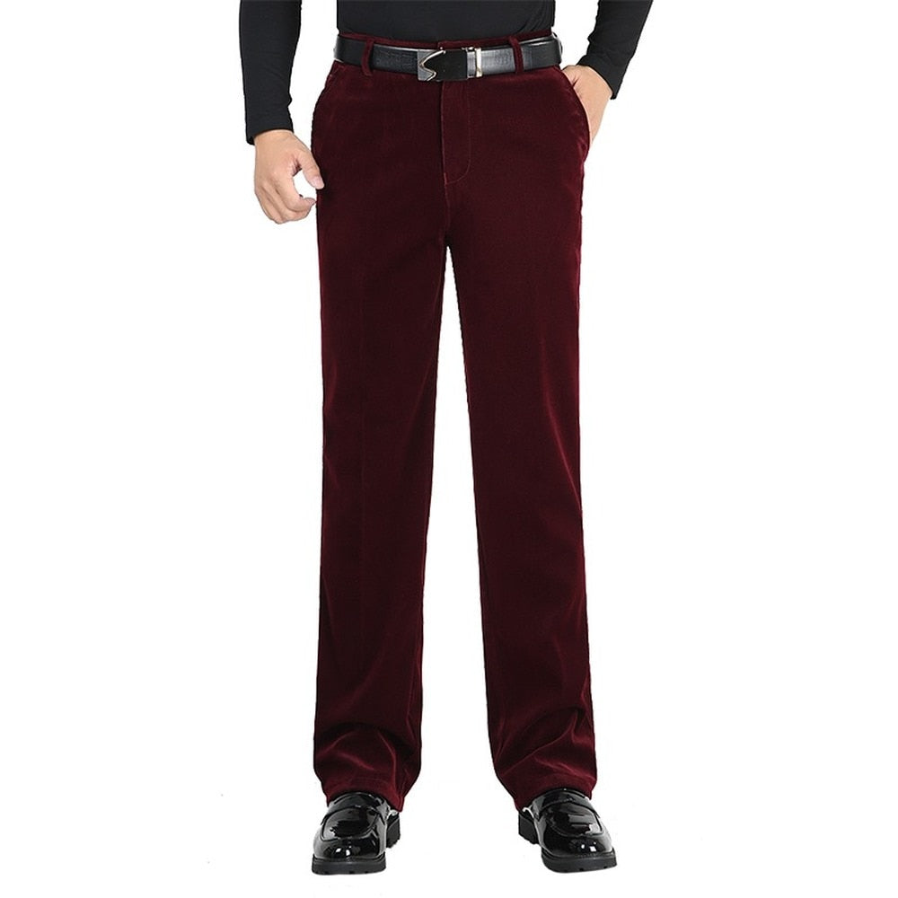 Men Classic Corduroy Formal Suit Pants Male