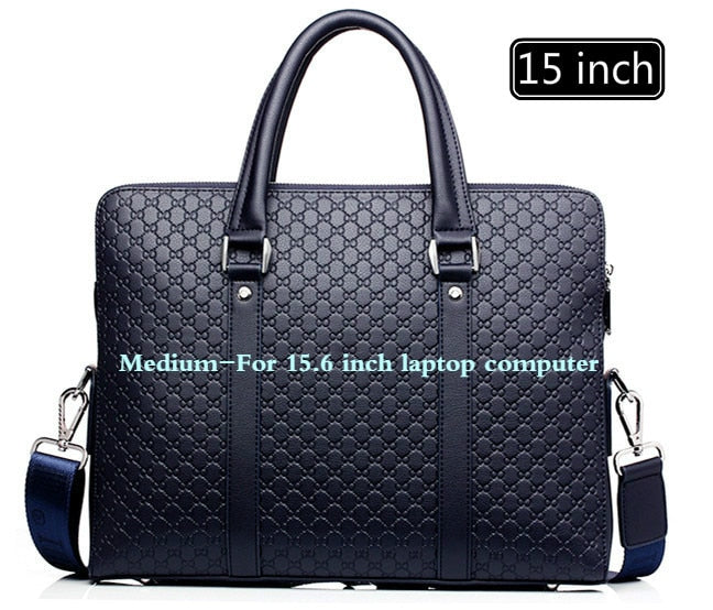 New Double Layers Men's Leather Business Briefcase