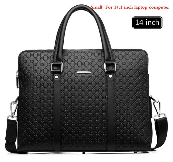New Double Layers Men's Leather Business Briefcase