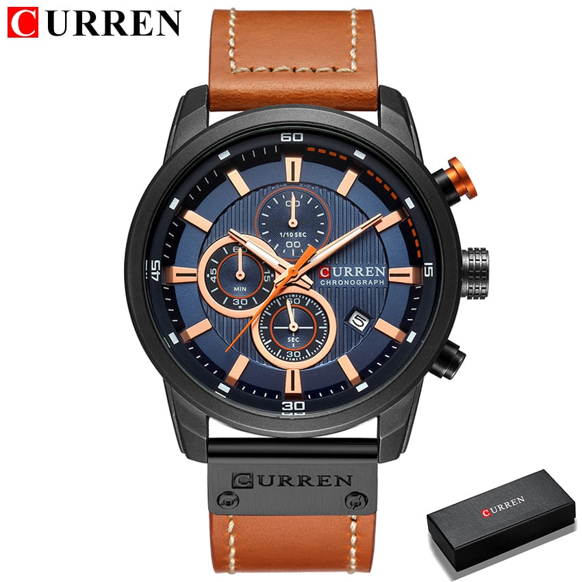 Top Brand Luxury CURREN Fashion Leather Strap