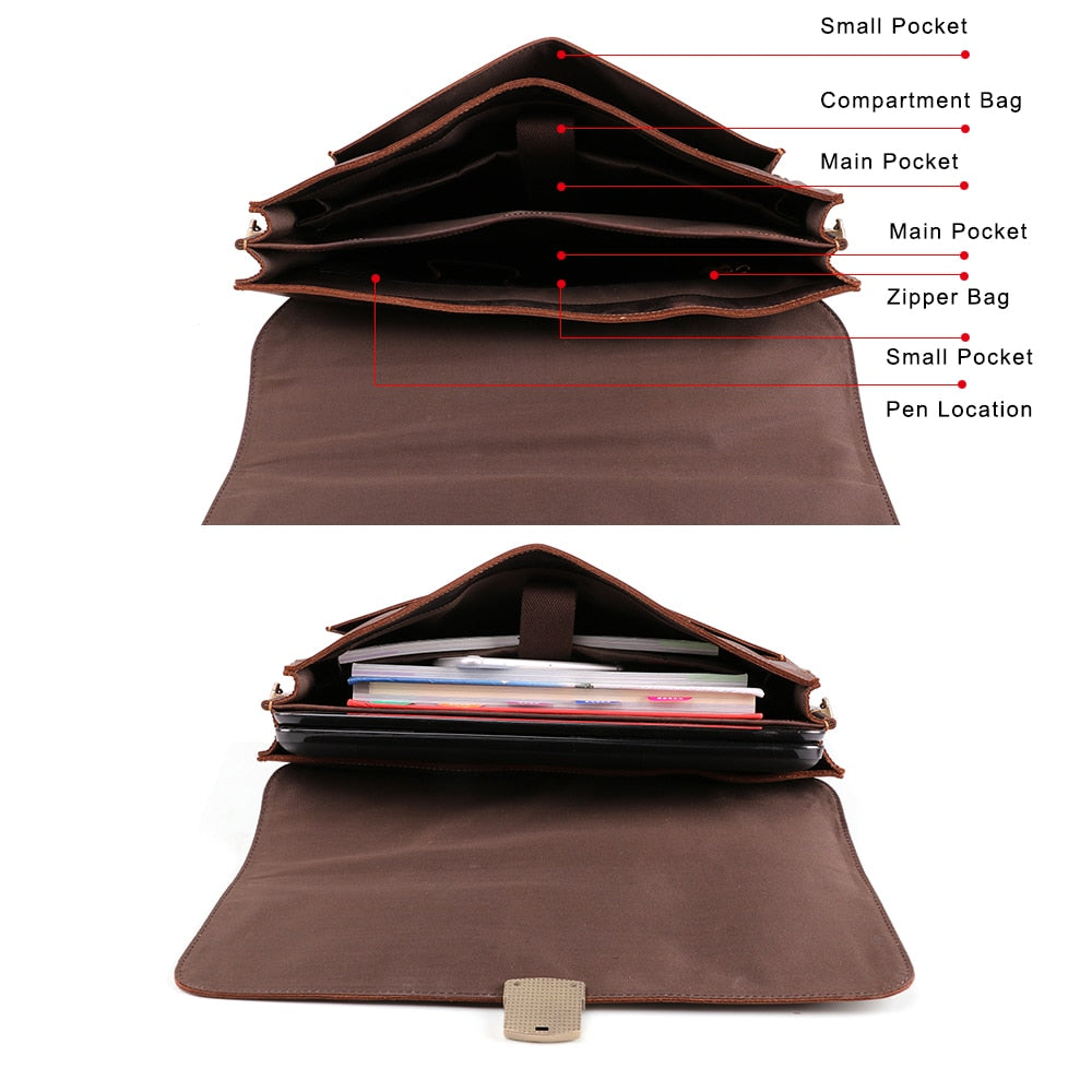 Horse Genuine Leather Men's Briefcase