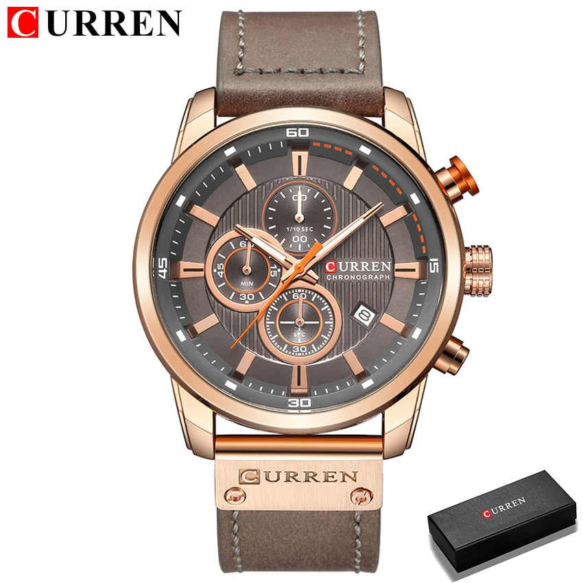 Top Brand Luxury CURREN Fashion Leather Strap