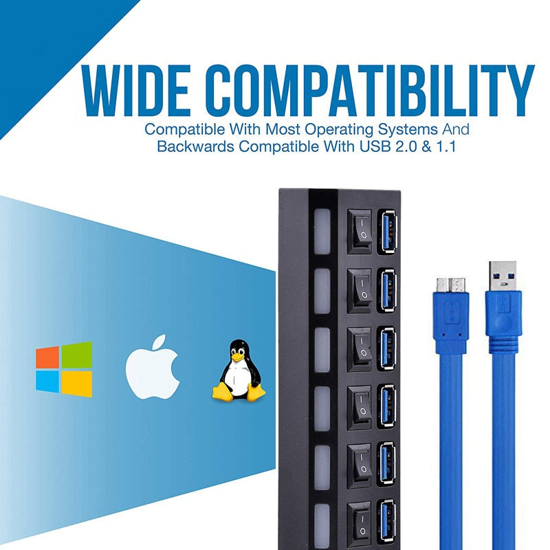 USB 3.0 HUB Multi 4 7 USB Port Splitter