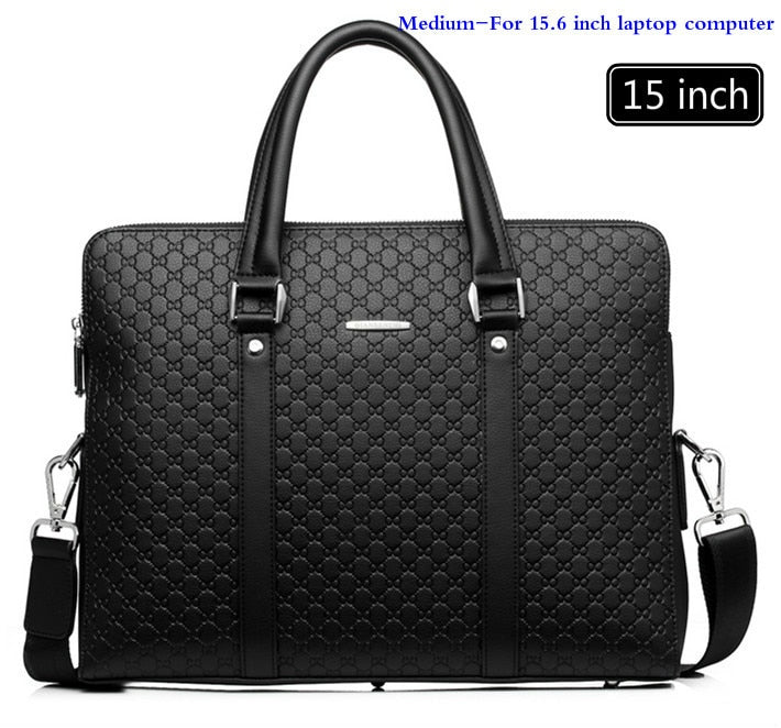 New Double Layers Men's Leather Business Briefcase