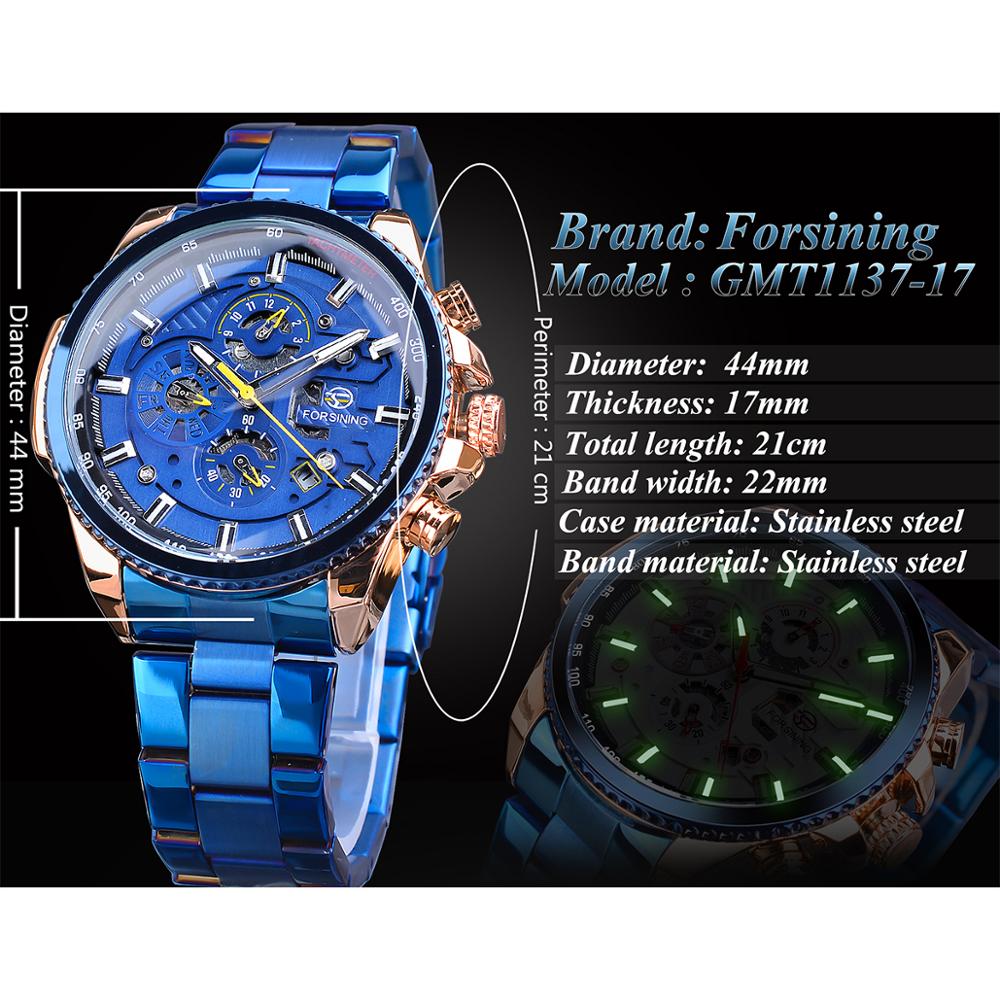 3 Dial Multifunction Mens Business Sport Automatic Mechanical Wrist Watch