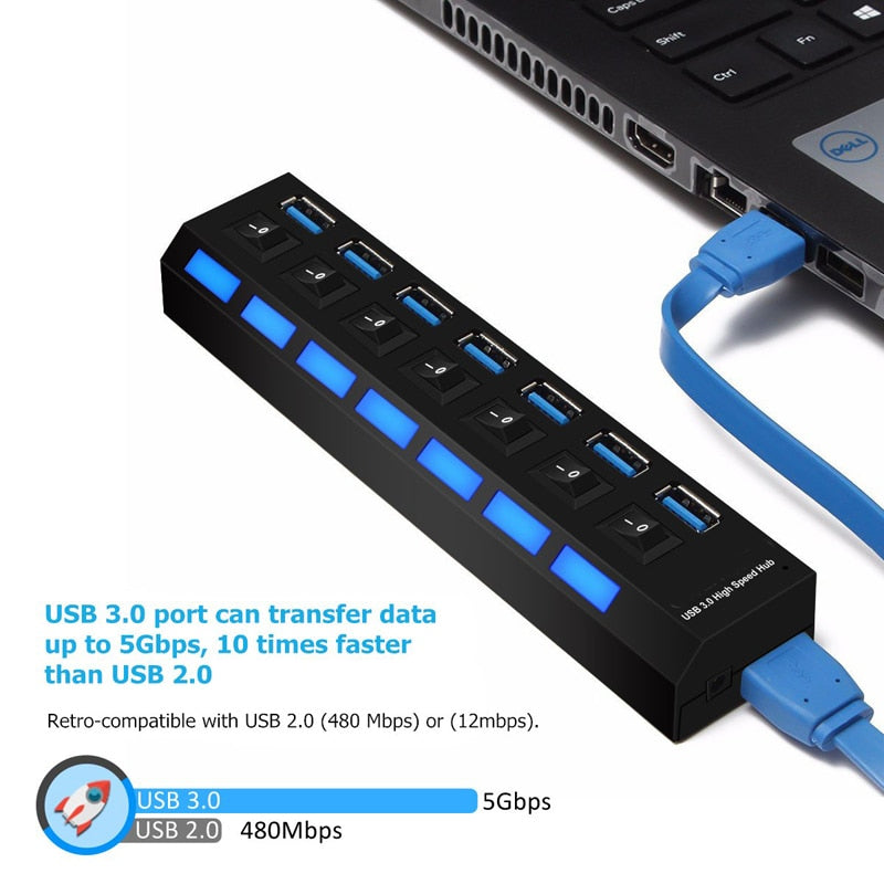 USB 3.0 HUB Multi 4 7 USB Port Splitter