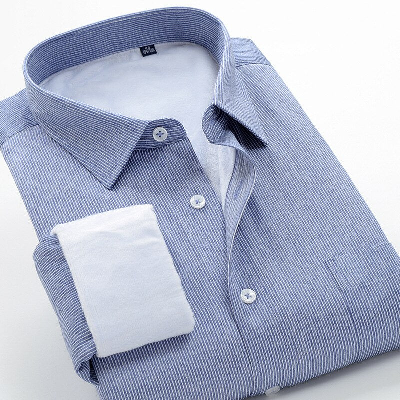 Plaid Shirt Winter Thick Soft Business Casual Long-sleeved Shirt