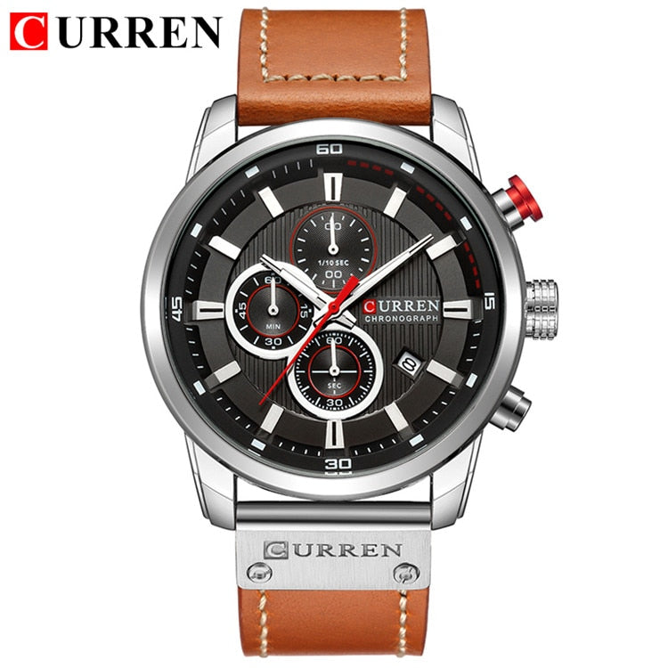 Top Brand Luxury CURREN Fashion Leather Strap