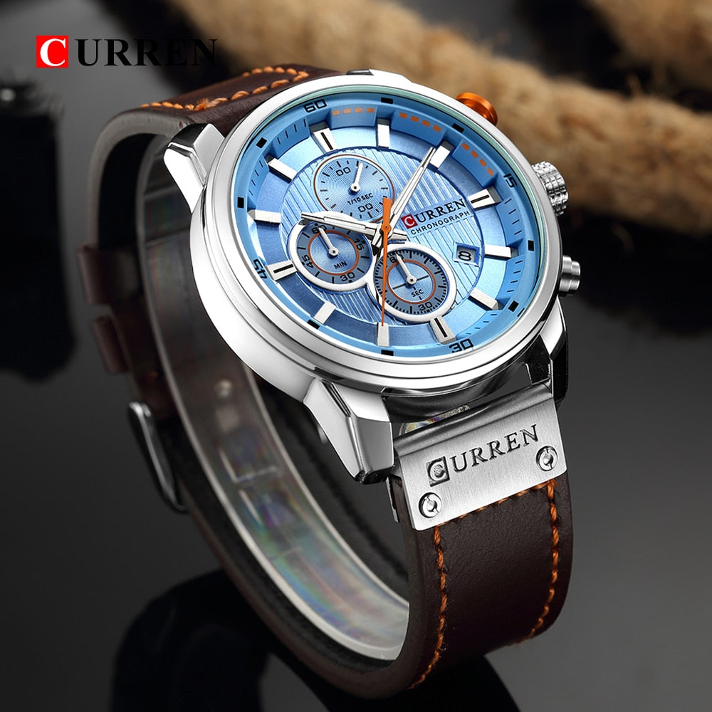 Top Brand Luxury CURREN Fashion Leather Strap