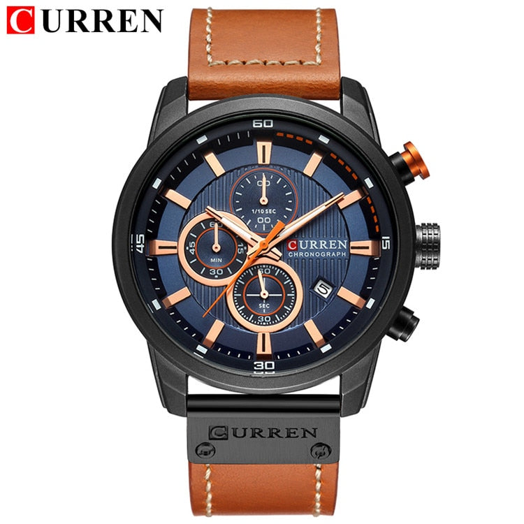 Top Brand Luxury CURREN Fashion Leather Strap