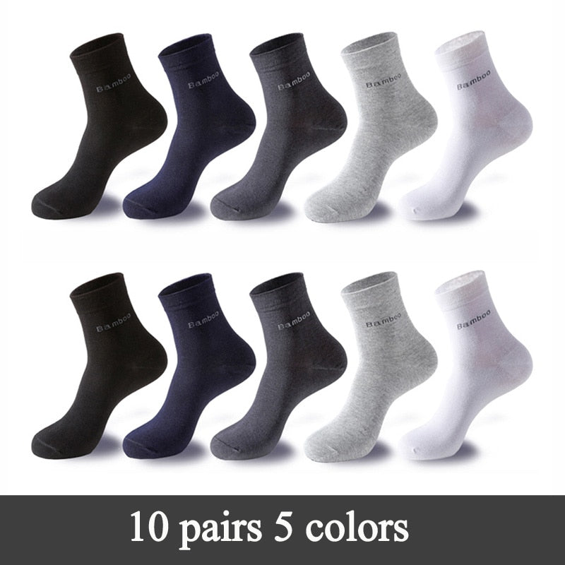 10 Pairs / Lot Bamboo Fiber Socks Men