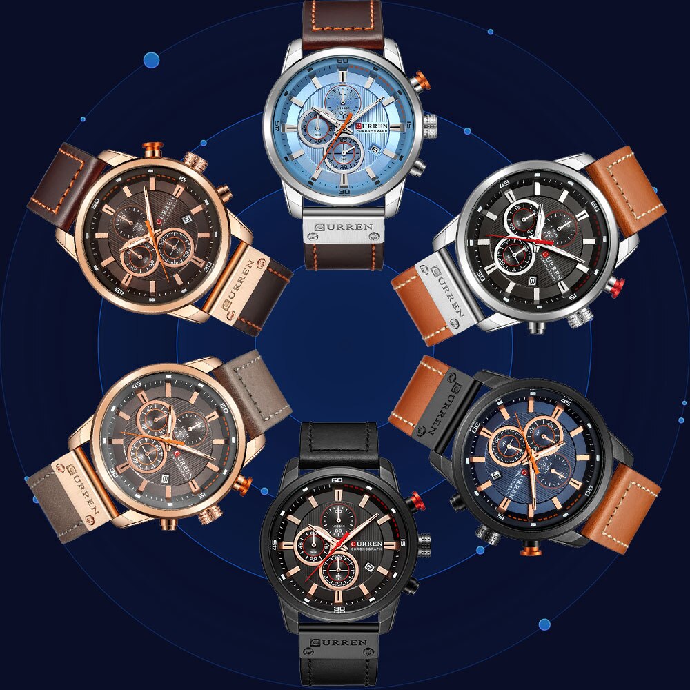 Top Brand Luxury CURREN Fashion Leather Strap