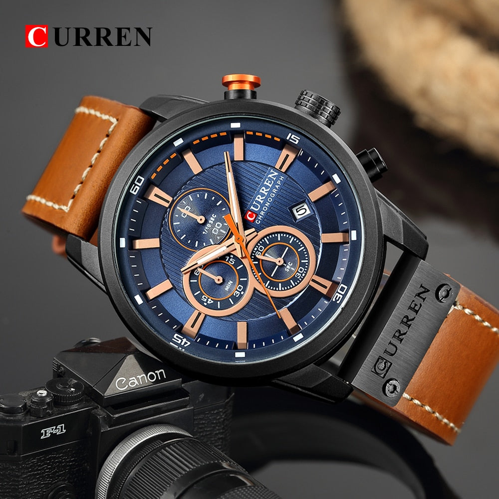 Top Brand Luxury CURREN Fashion Leather Strap