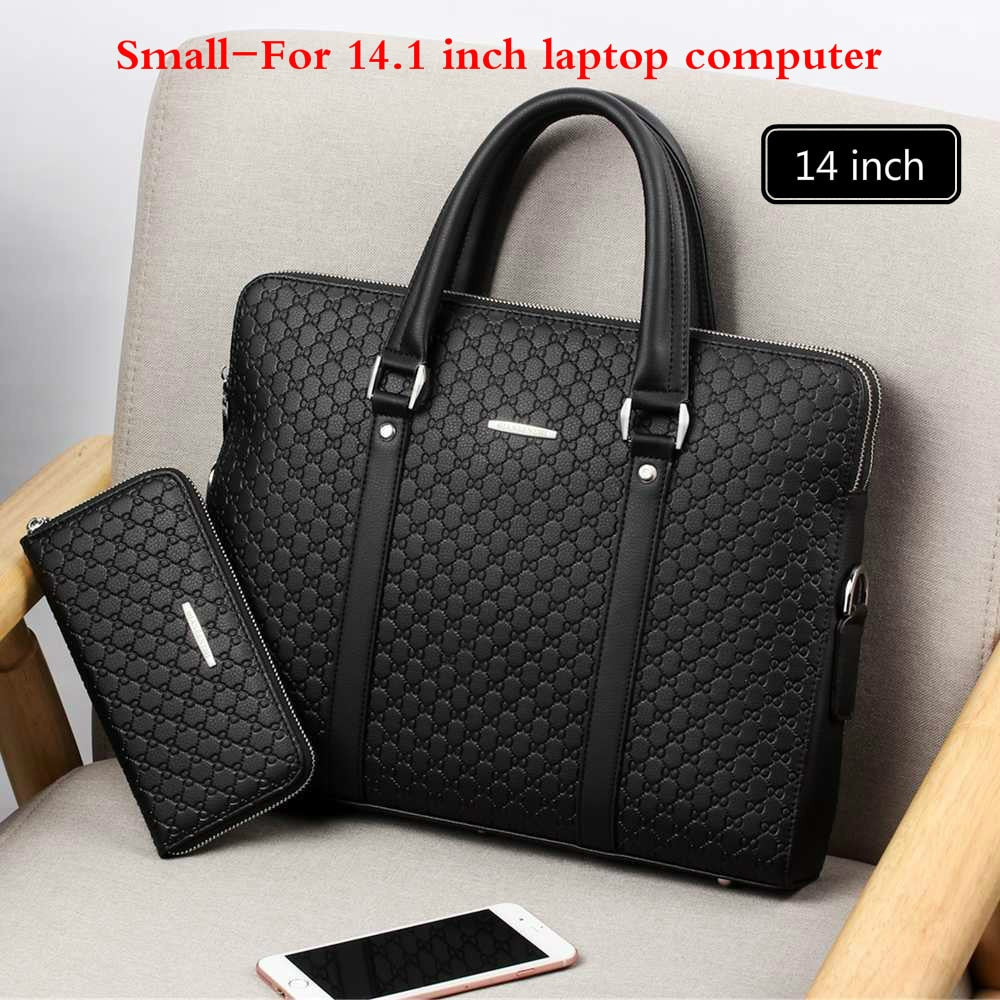 New Double Layers Men's Leather Business Briefcase