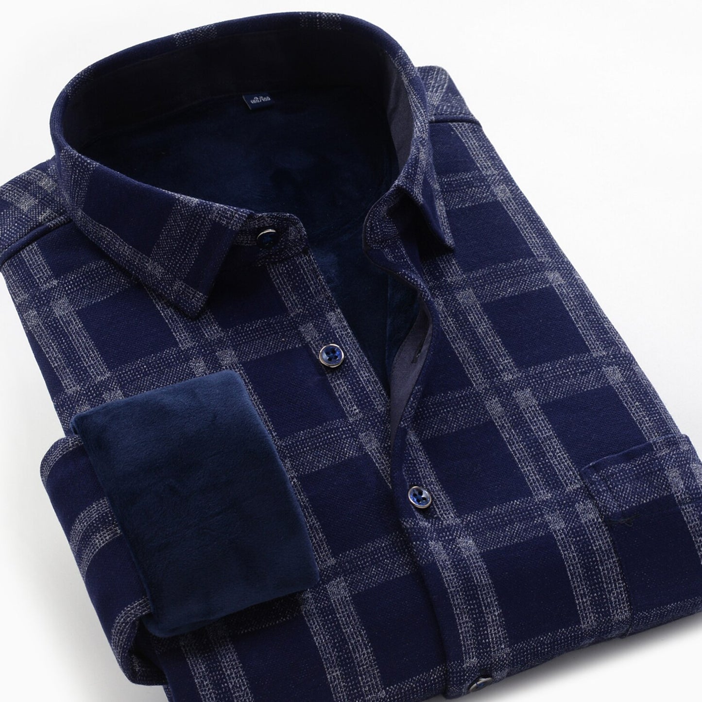 Plaid Shirt Winter Thick Soft Business Casual Long-sleeved Shirt
