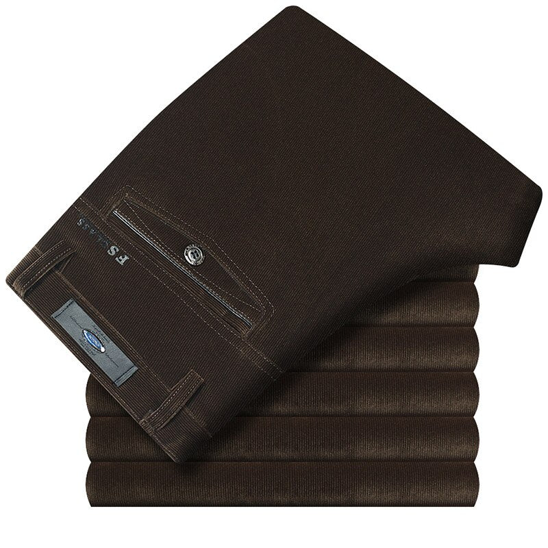 Men Classic Corduroy Formal Suit Pants Male
