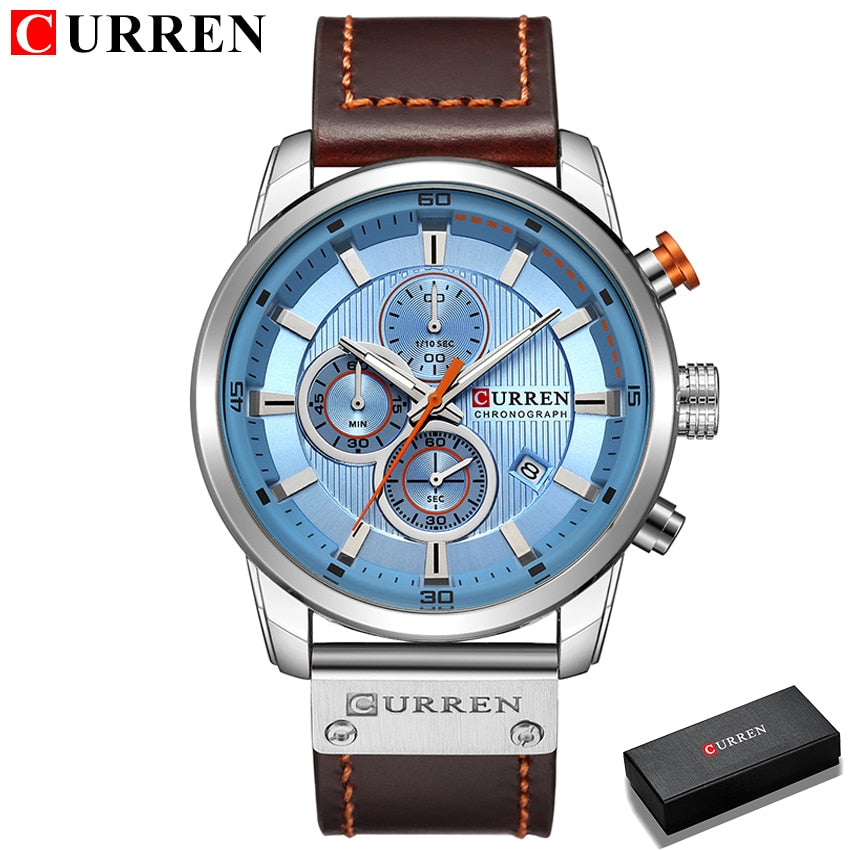 Top Brand Luxury CURREN Fashion Leather Strap