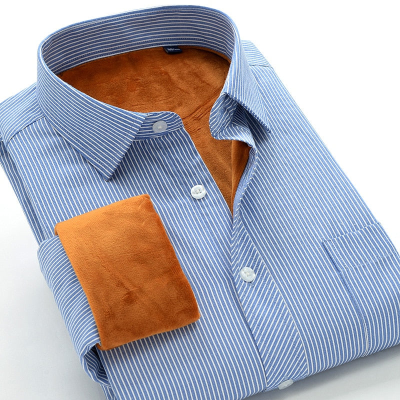 Plaid Shirt Winter Thick Soft Business Casual Long-sleeved Shirt