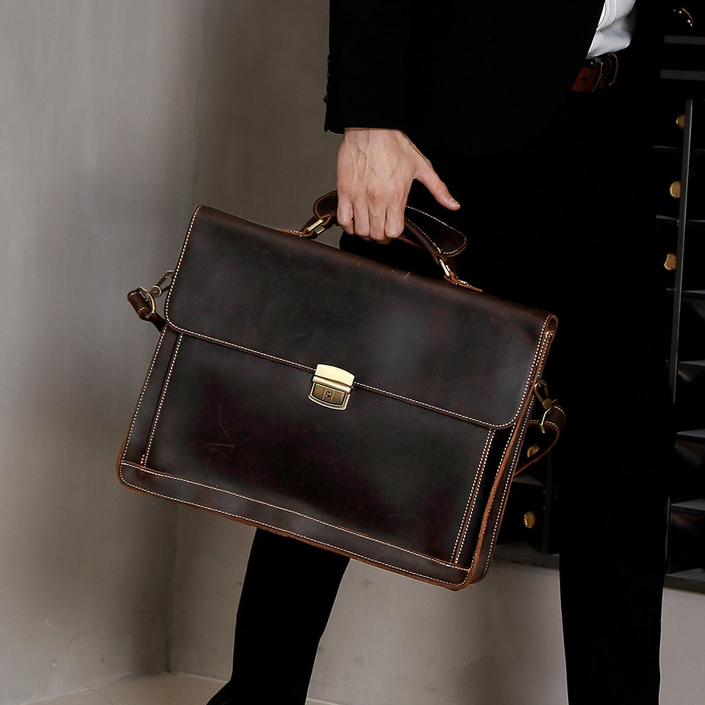 Horse Genuine Leather Men's Briefcase