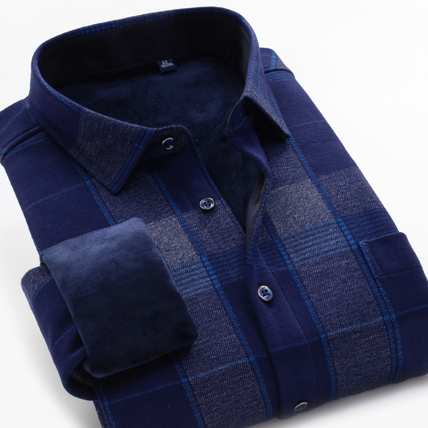 Plaid Shirt Winter Thick Soft Business Casual Long-sleeved Shirt
