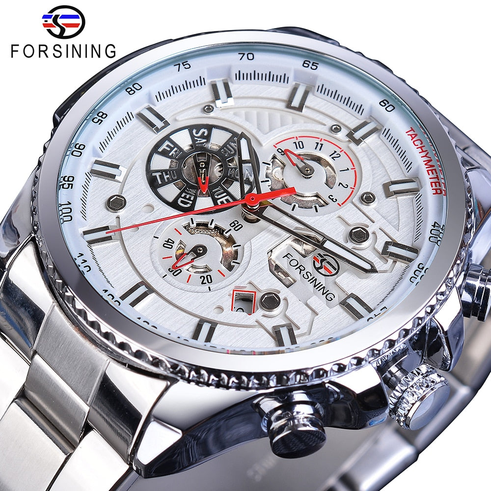 3 Dial Multifunction Mens Business Sport Automatic Mechanical Wrist Watch