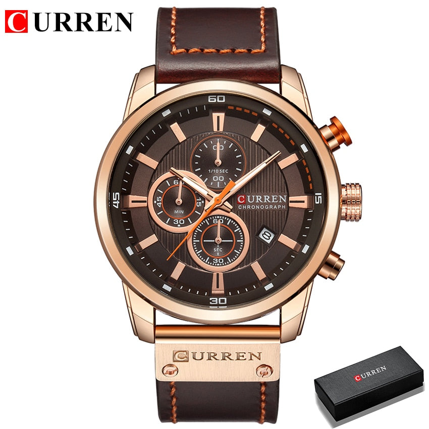 Top Brand Luxury CURREN Fashion Leather Strap