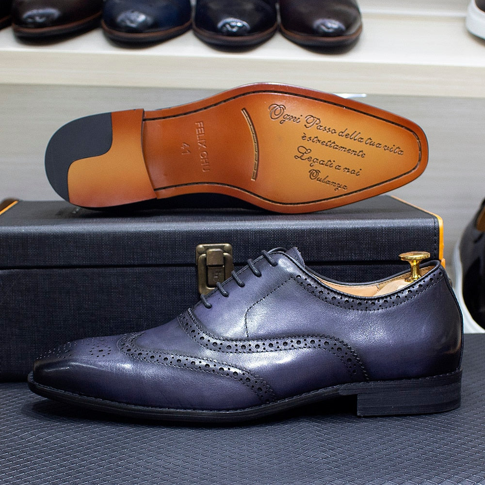 Handmade Men's Wingtip Oxford Shoes