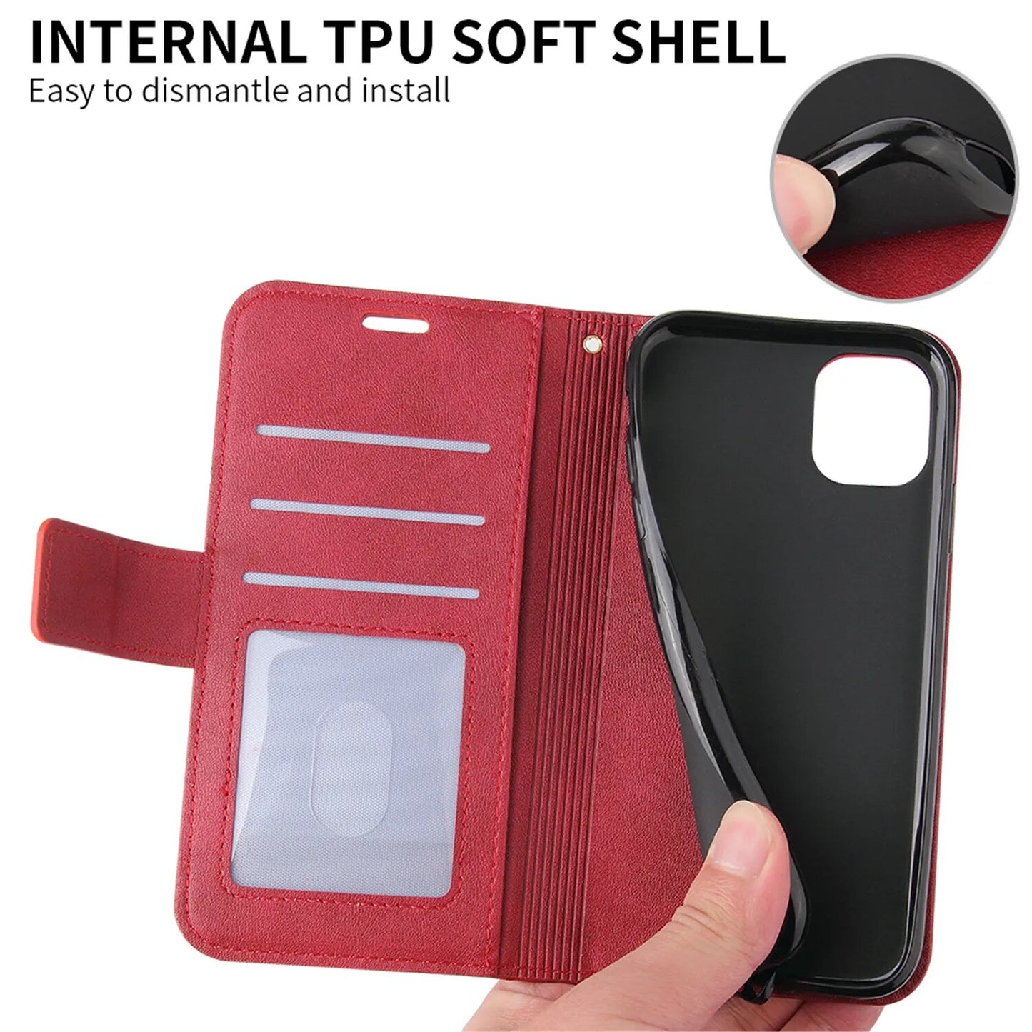 Flip Phone Case For iPhone 15 14 11 12 Pro Max 13 Mini XR X XS 7 8 Plus 6S Plus SE 2022 Leather Holder Wallet Satnd Cover Coque