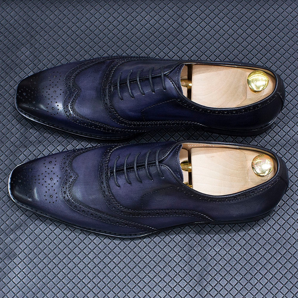 Handmade Men's Wingtip Oxford Shoes