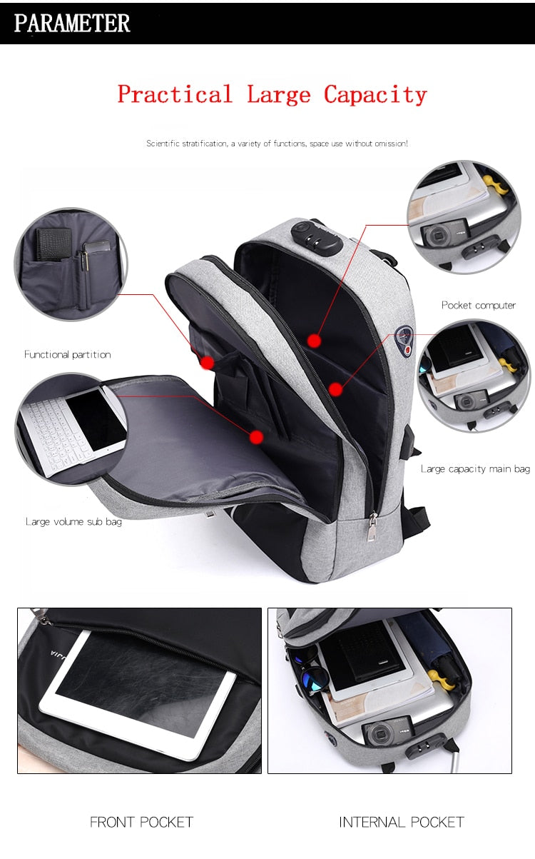 OUBDAR Men Multifunction Anti Theft Backpack