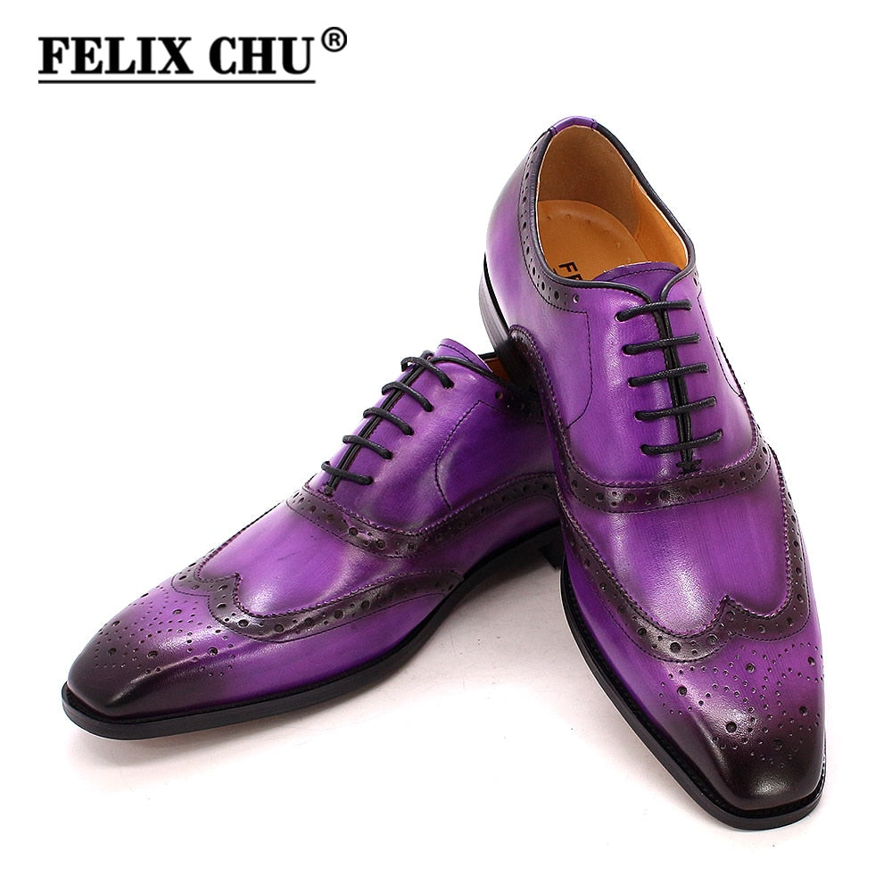 Handmade Men's Wingtip Oxford Shoes