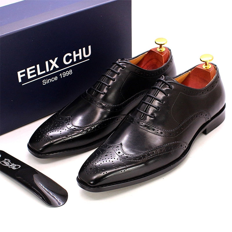 Handmade Men's Wingtip Oxford Shoes