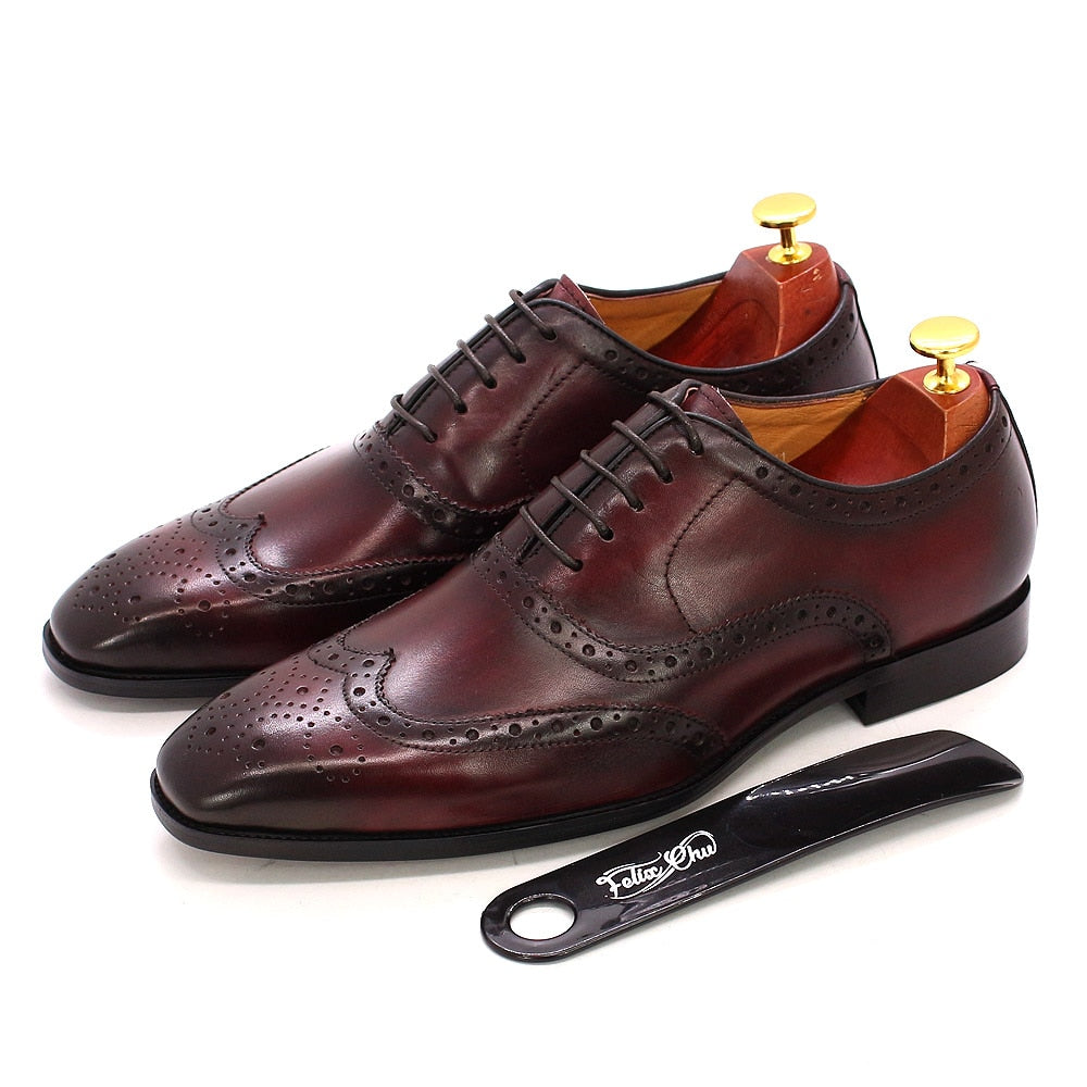 Handmade Men's Wingtip Oxford Shoes