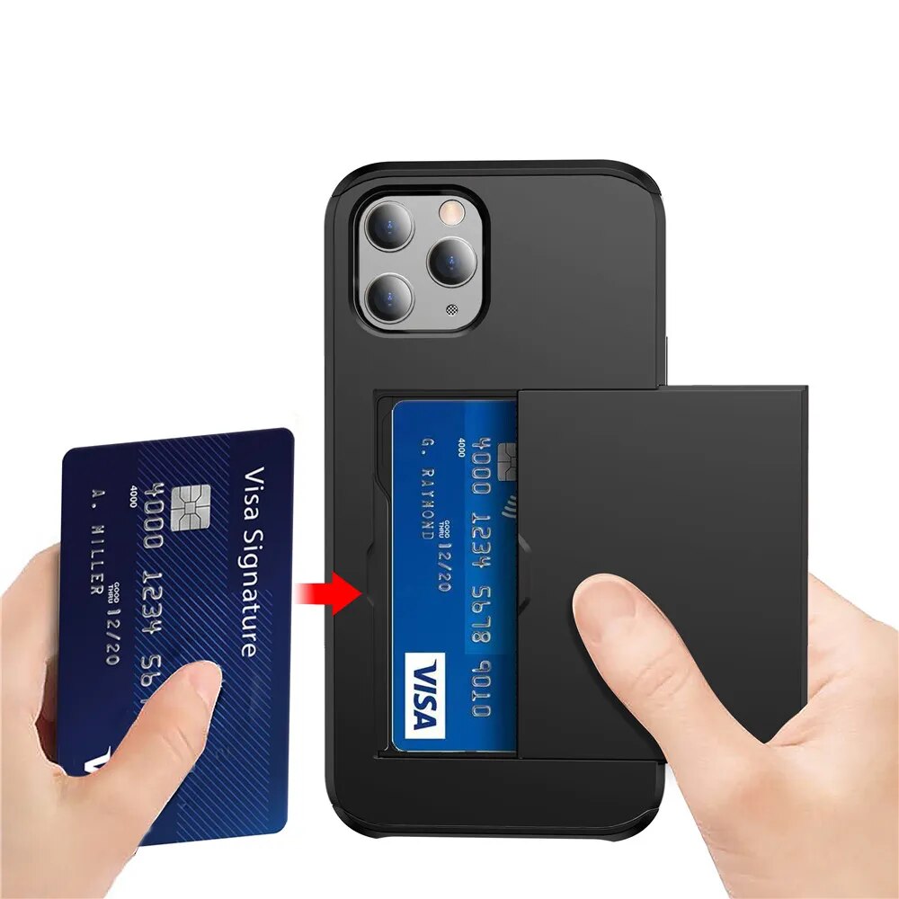 for  iPhone 15 Pro Max Case Slide Armor Wallet Card Slots Holder Cover For iPhone 15 15pro 15plus 15promax Coque Funda