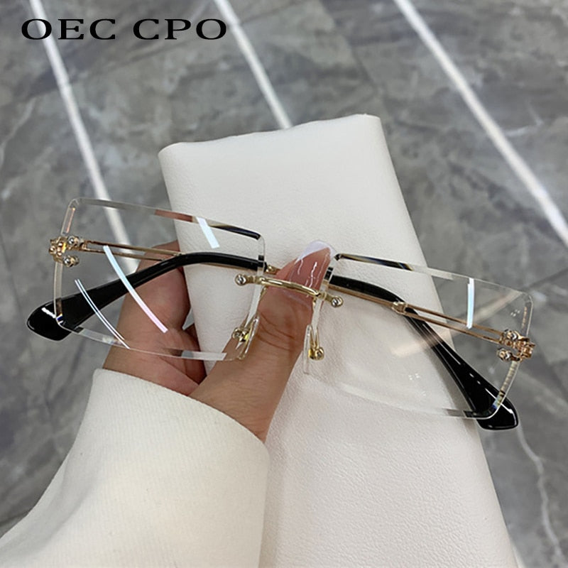 Fashion Popular Rimless Rectangle Sunglasses
