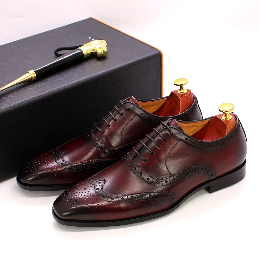 Handmade Men's Wingtip Oxford Shoes