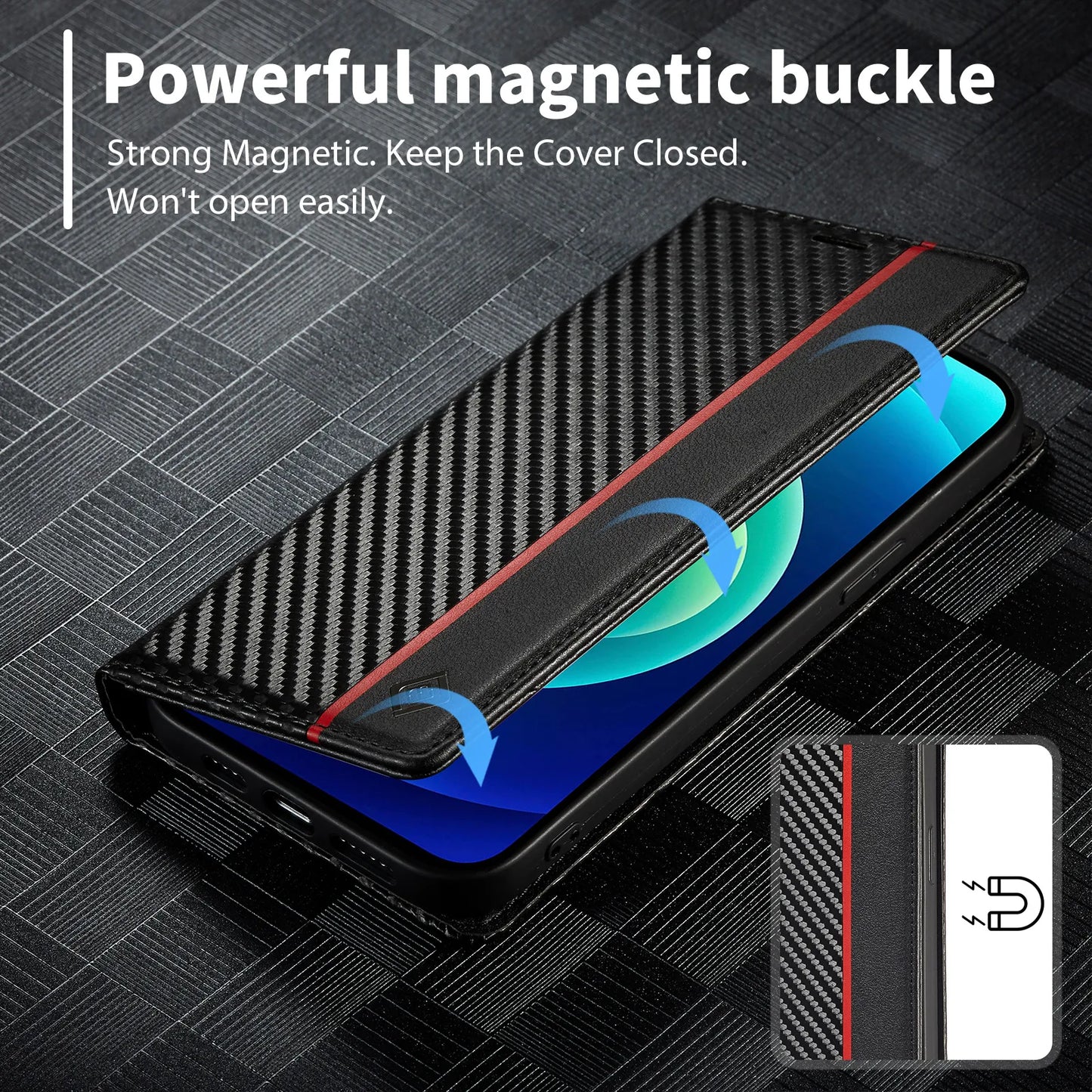 Luxury Carbon Fiber Leather Wallet Case For iPhone 15 14 Pro Max 13 12 11 XS X 7 8 6s Plus XR SE 2022 Magnetic Flip Book Cover