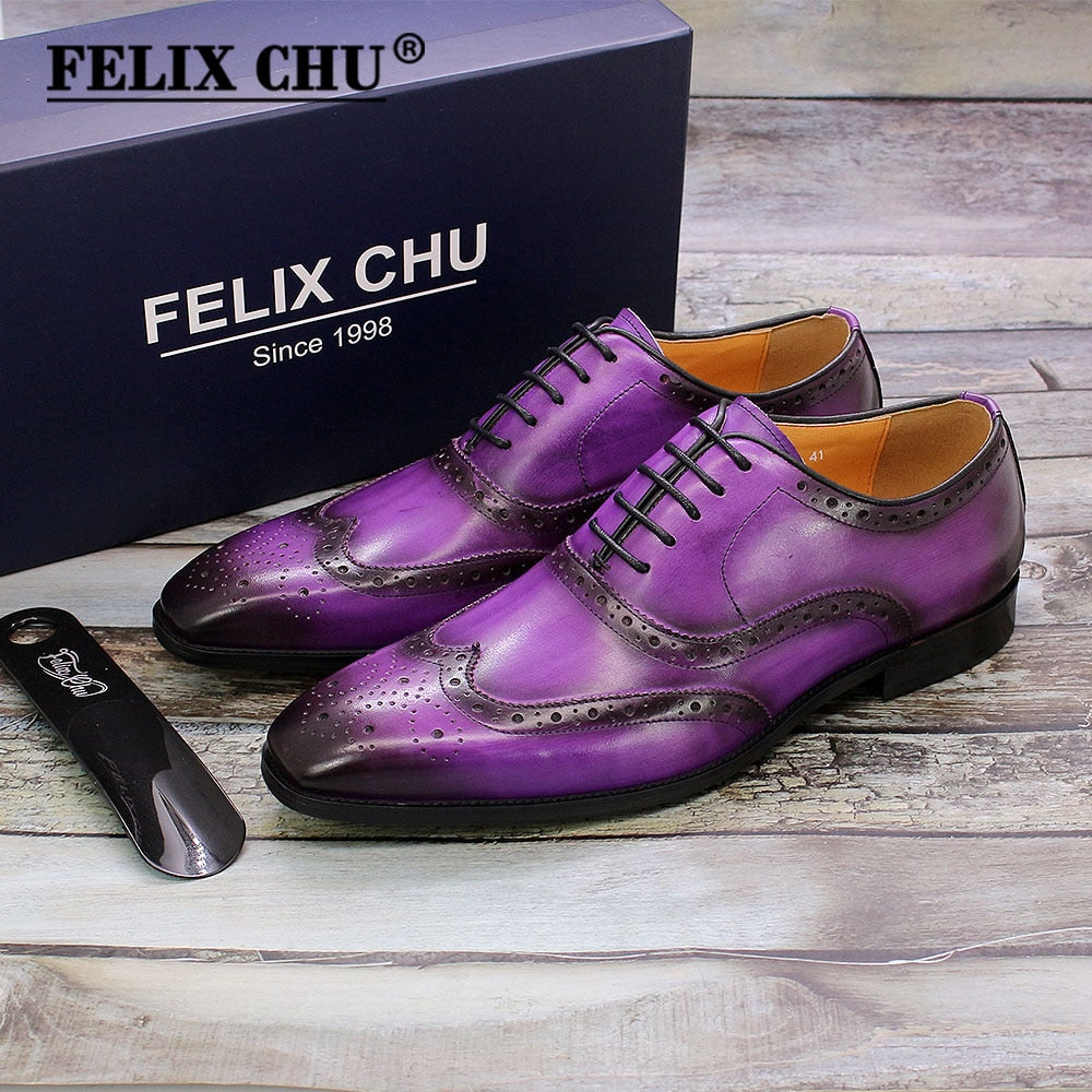 Handmade Men's Wingtip Oxford Shoes