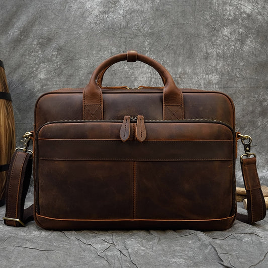 MAHEU Men Briefcase Genuine Leather Laptop Bag
