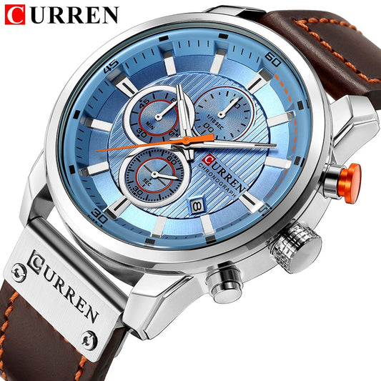 Top Brand Luxury CURREN Fashion Leather Strap