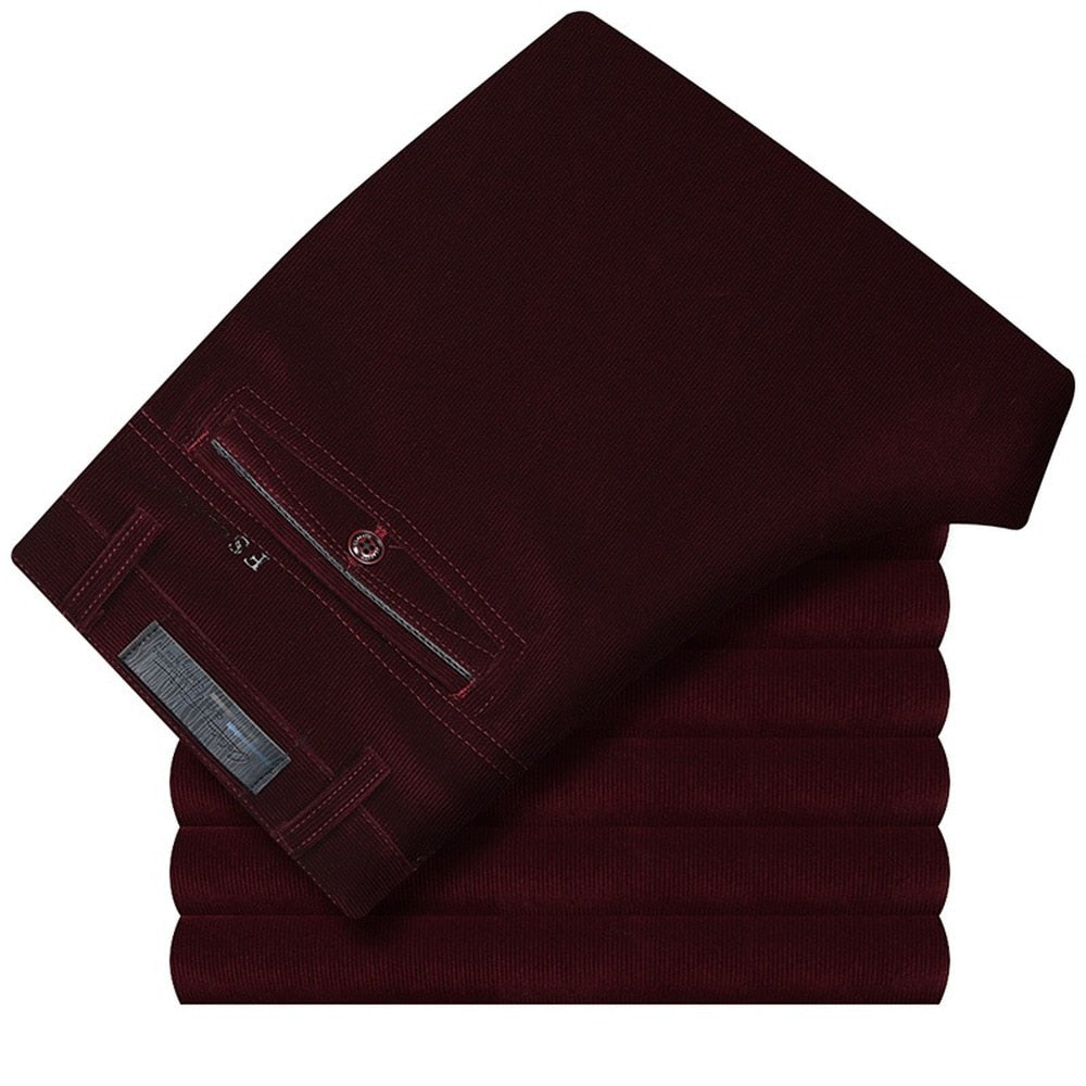 Men Classic Corduroy Formal Suit Pants Male