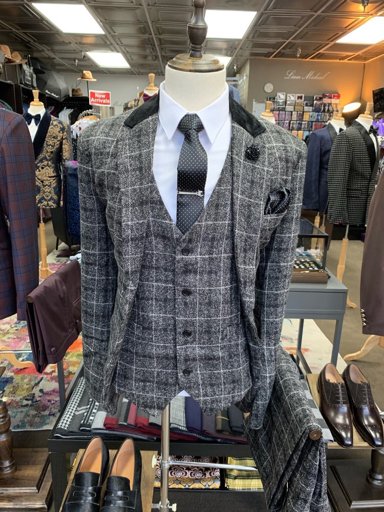 Classic Business Plaid Men Suits