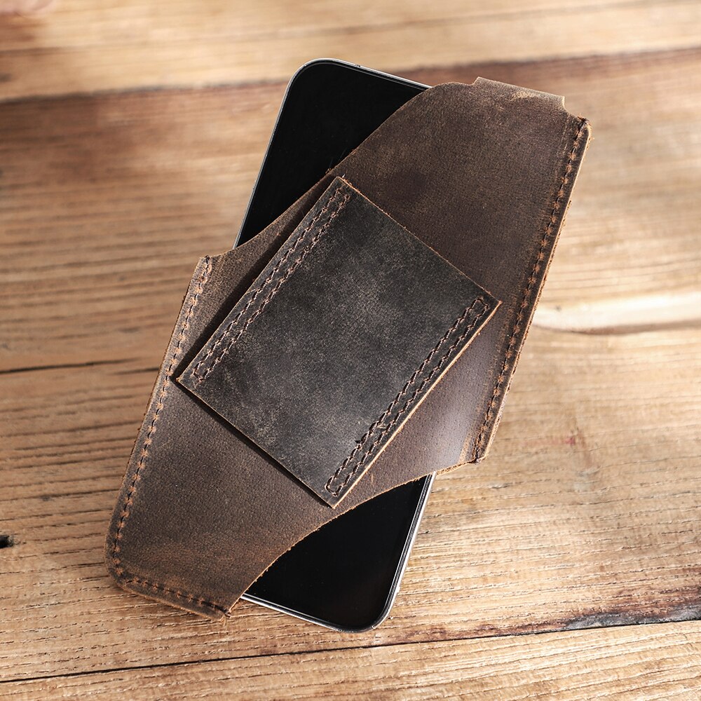 Leather Men Phone Waist Case Bag